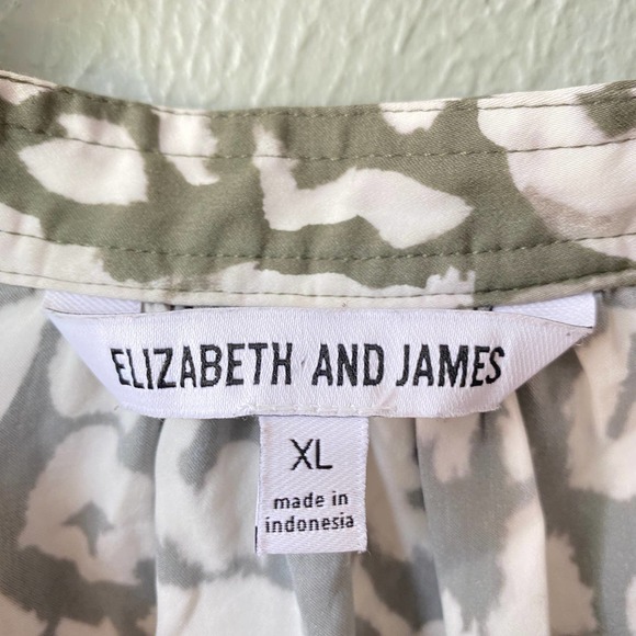 Elizabeth and James Green + White animal print long sleeve shirt dress, Size XL - Picture 3 of 12